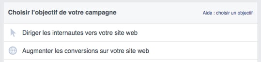 choisir les objectifs de conversion en publicité Facebook