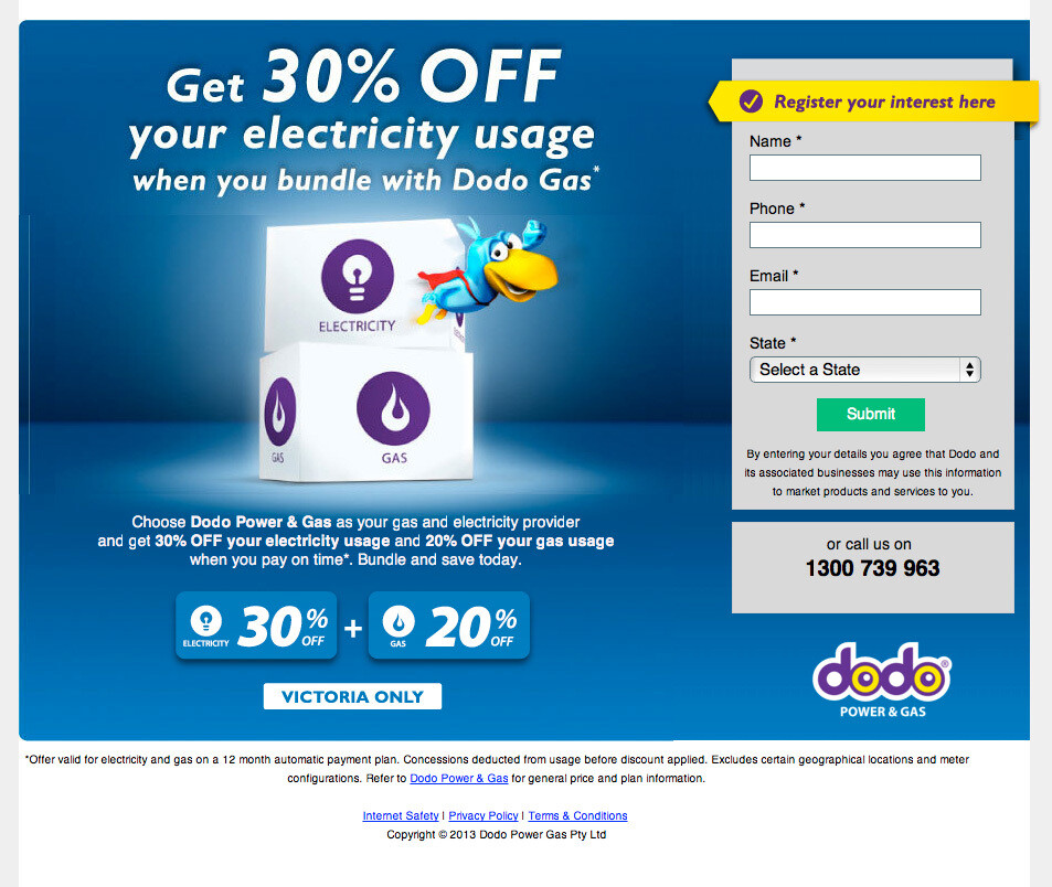 Page de destination utilisant une entête qui se démarque