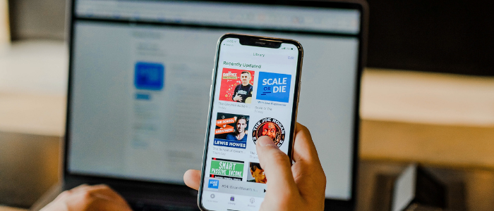 Site où sont affichés les podcasts sur mobile