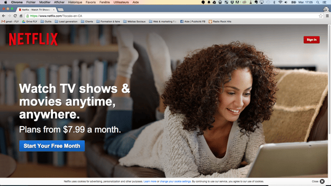 CTA sur le site de Netflix