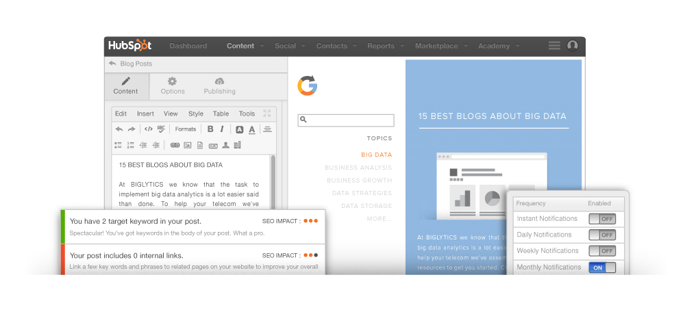 La plateforme de blogue de HubSpot