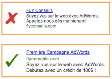 Texte annonces AdWords
